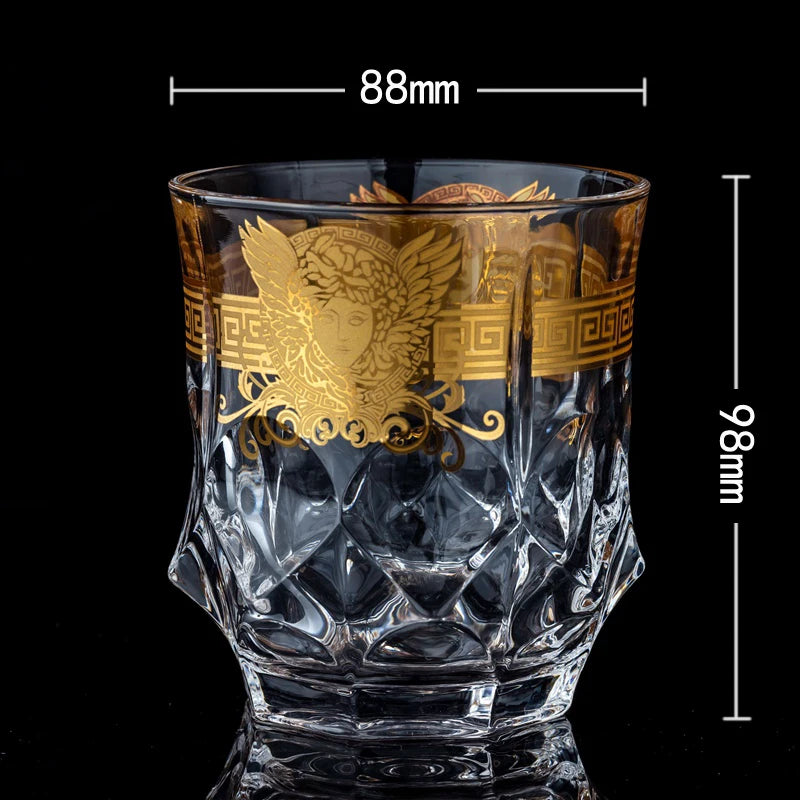 Painted Gold Glass Whisky Medusa Head Wine Glass Cup Foreign Wine Glass Multi-function Beer Glass Water Glass